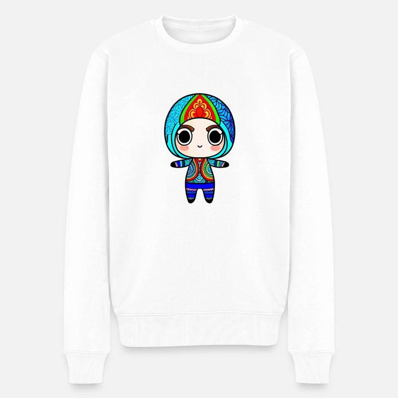 Chibi Zentangle - Männer Premium Bio Pullover - Weiß