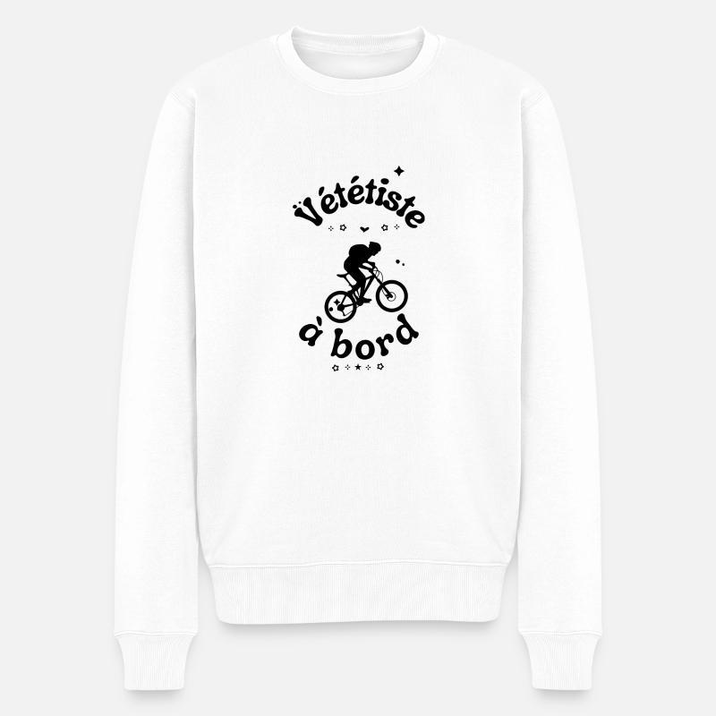 Mountainbiker an Bord - Männer Premium Bio Pullover - Weiß
