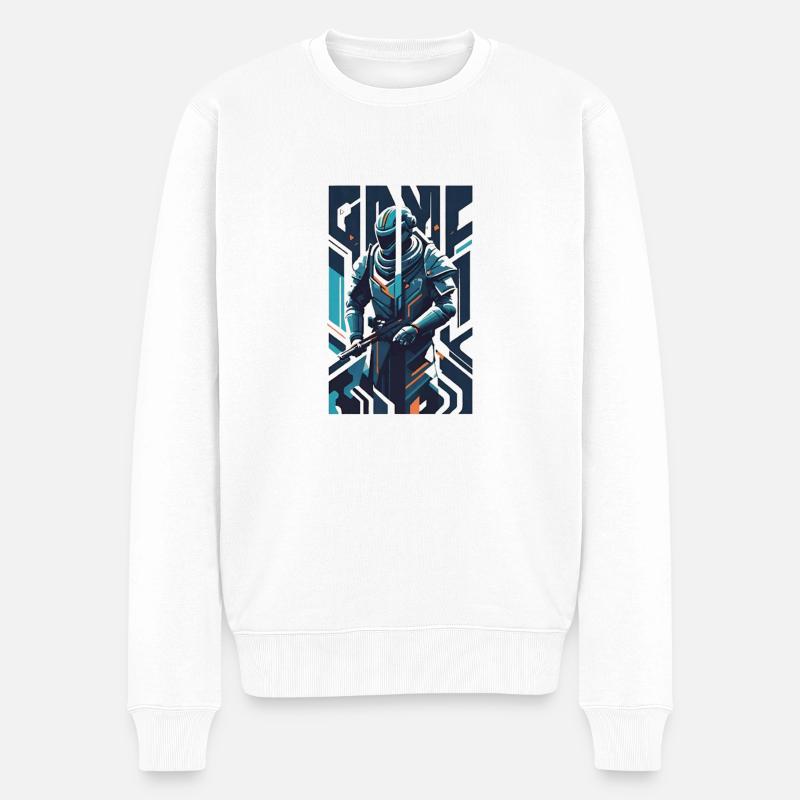 Cyber-Soldat - Männer Premium Bio Pullover - Weiß