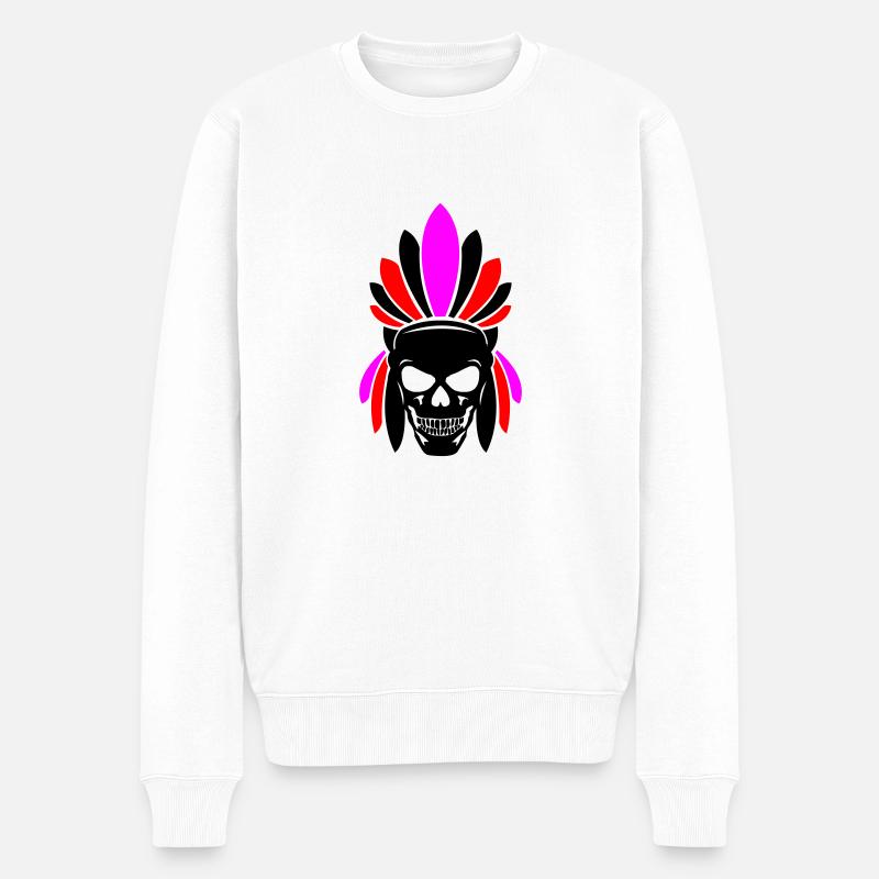 indianer skull - Männer Premium Bio Pullover - Weiß