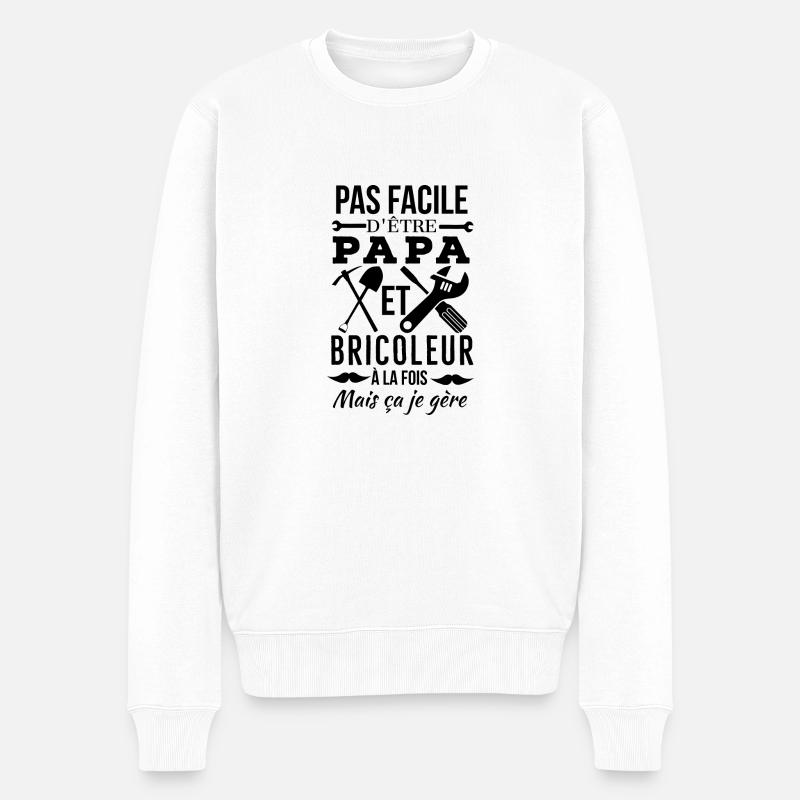 Papa Bricoleur Comme Un Papa Normal - Pull Premium bio Homme - blanc