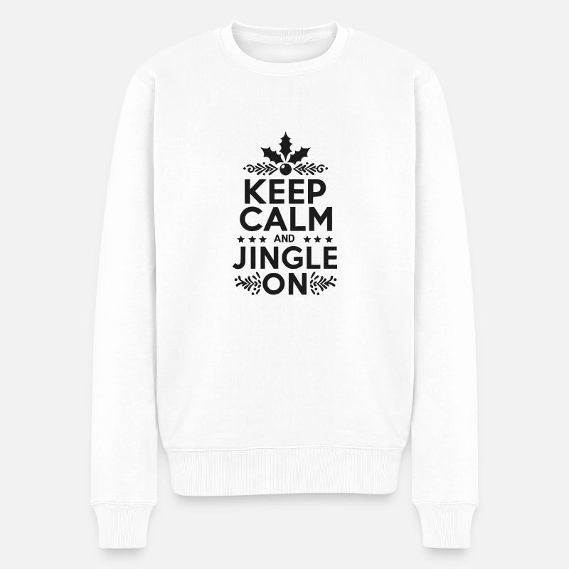 Bleiben Sie ruhig und klingeln Sie weiter - Männer Premium Bio Pullover - Weiß
