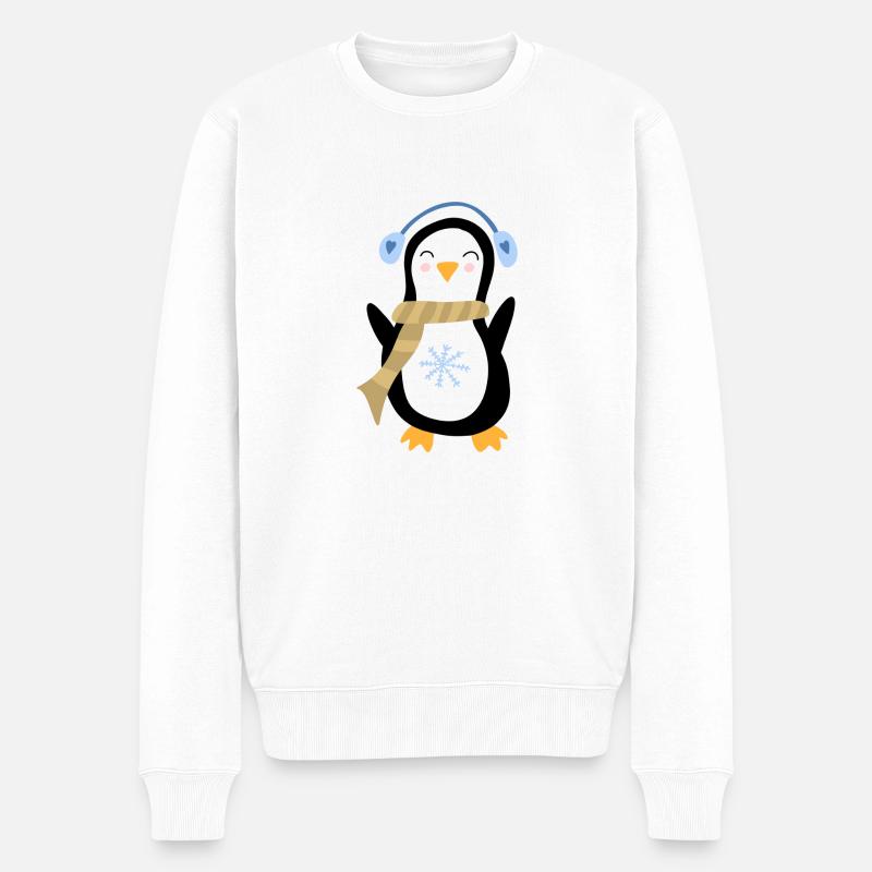 Winter Pinguin - Männer Premium Bio Pullover - Weiß