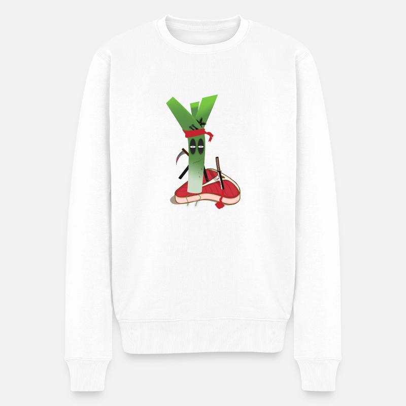 Leek vs. Steak! Végétalien Power! - Pull Premium bio Homme - blanc