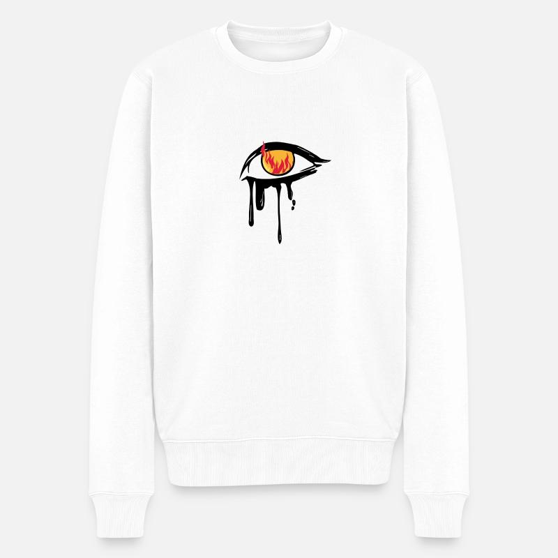 Brennendes Auge - Männer Premium Bio Pullover - Weiß