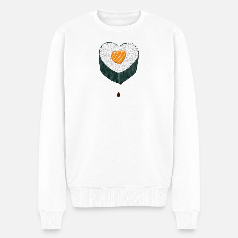 Sushi Love I - Männer Premium Bio Pullover - Weiß