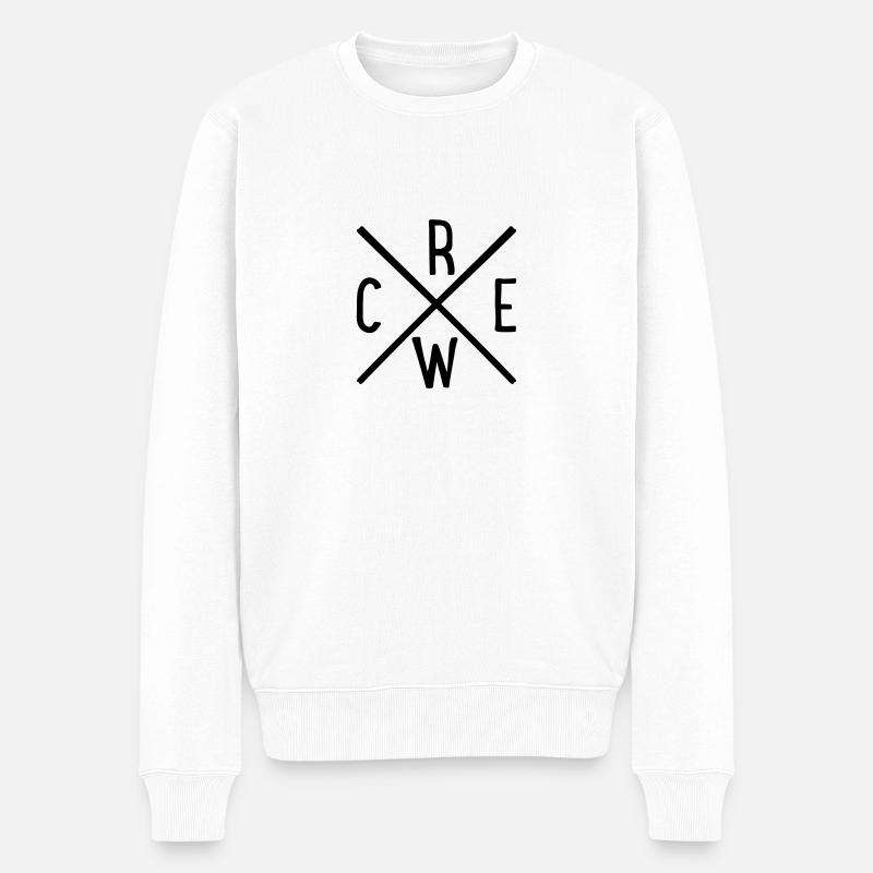 Crew - Männer Premium Bio Pullover - Weiß