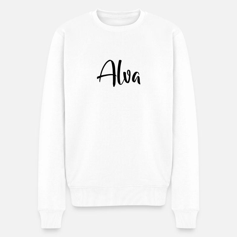 Name - Alva - Männer Premium Bio Pullover - Weiß
