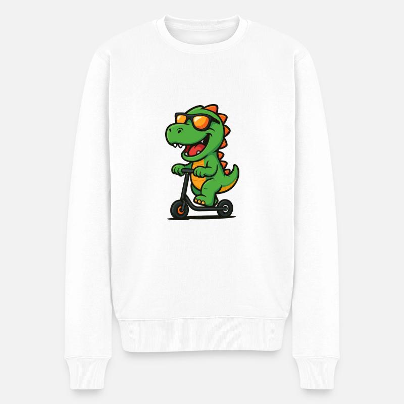 dino roller - Männer Premium Bio Pullover - Weiß