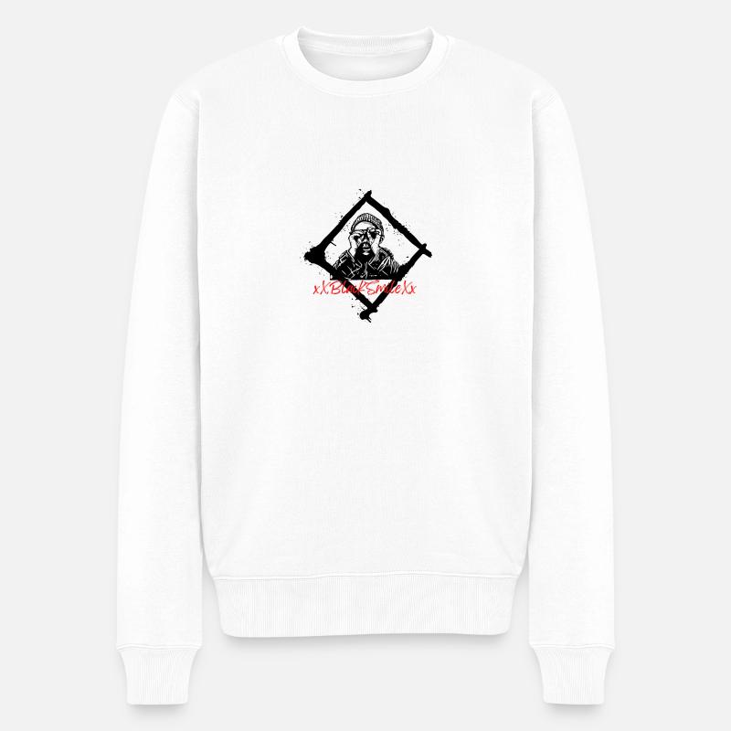 Black - Männer Premium Bio Pullover - Weiß