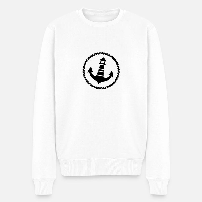 Anker schräg 1 - Männer Premium Bio Pullover - Weiß
