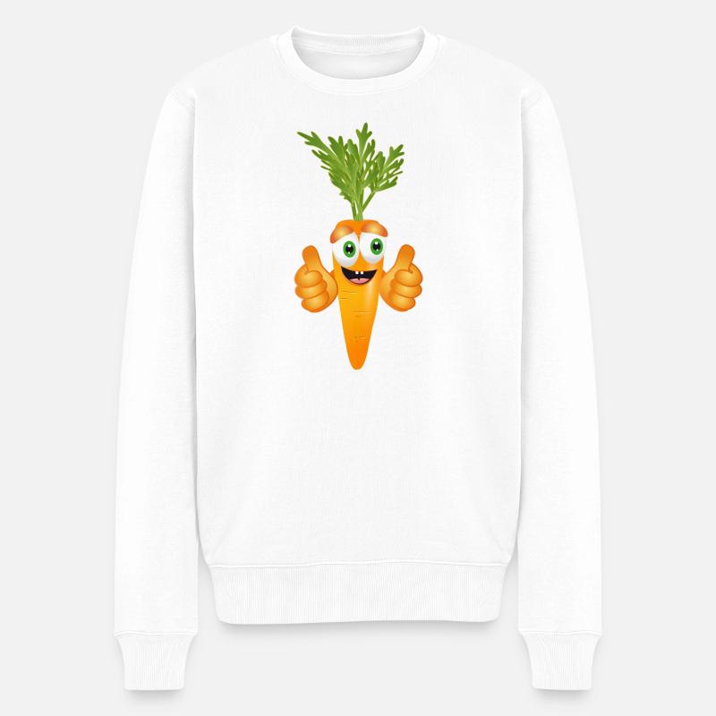 Comicfigur Karotte - Witziger Genuss für die Augen - Männer Premium Bio Pullover - Weiß