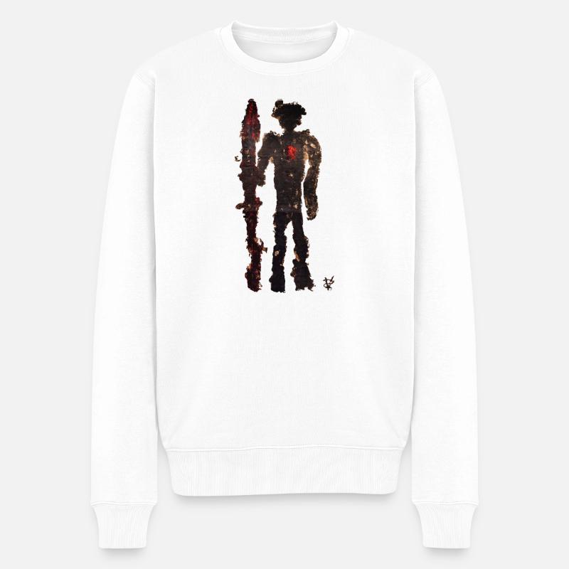 Fußsoldat🦶(Mit den Füßen gezeichnet) - Männer Premium Bio Pullover - Weiß