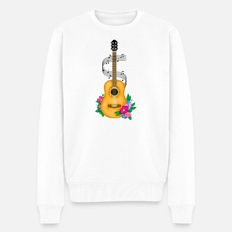 Gitarre, Musikliebhaber - Männer Premium Bio Pullover - Weiß