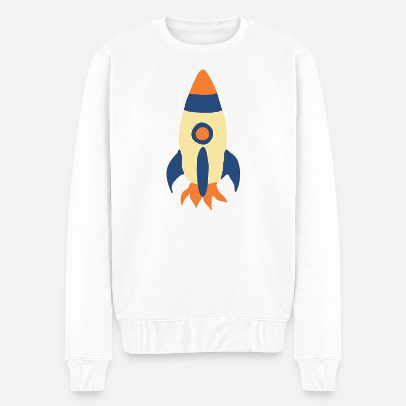 Rakete - Männer Premium Bio Pullover - Weiß