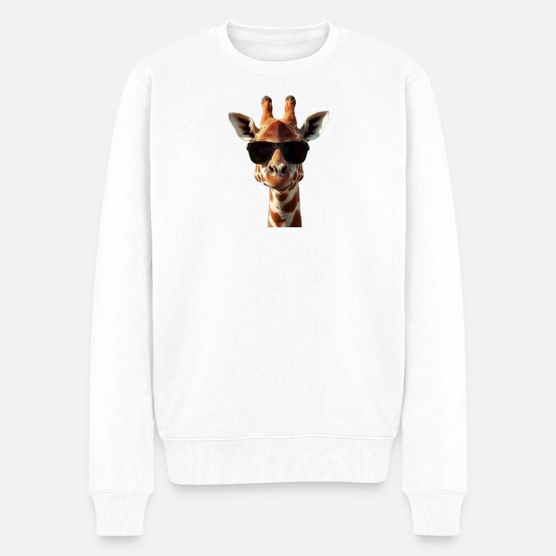 Girafe avec un look cool et sympa - Pull Premium bio Homme - blanc