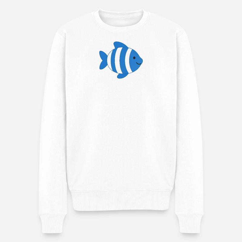 Fisch gestreift - Männer Premium Bio Pullover - Weiß