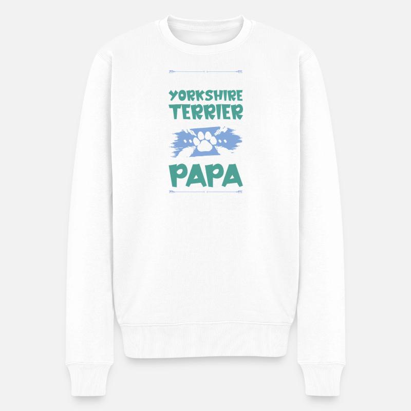 Yorkshire terrier chiens papa - Pull Premium bio Homme - blanc