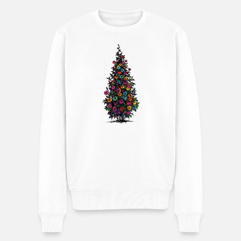 Blütenpyramide Regenbogenfarben - Männer Premium Bio Pullover - Weiß