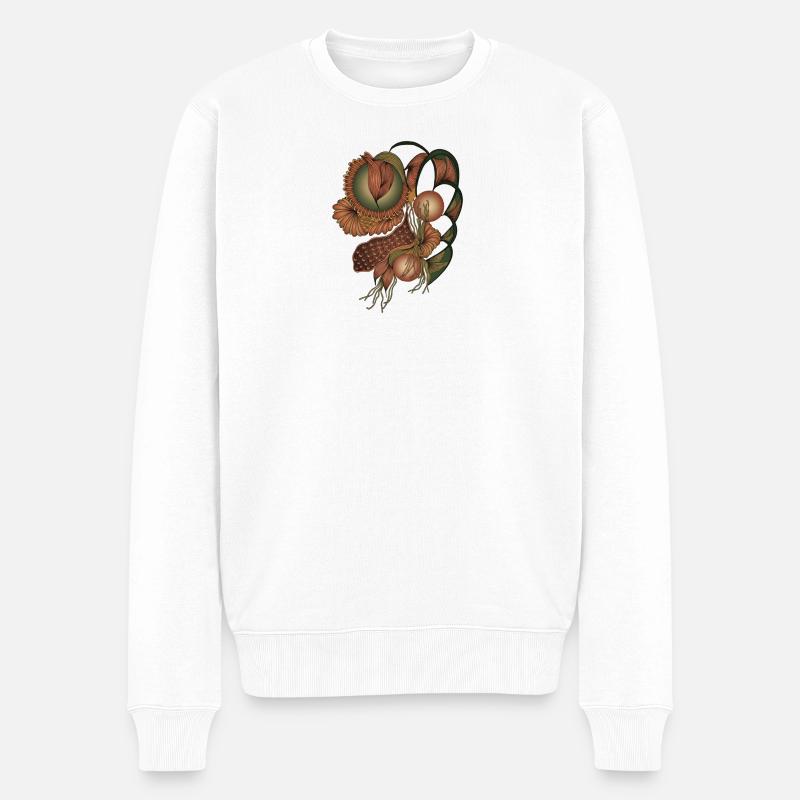 Erdfarbene Blume Formen - Männer Premium Bio Pullover - Weiß