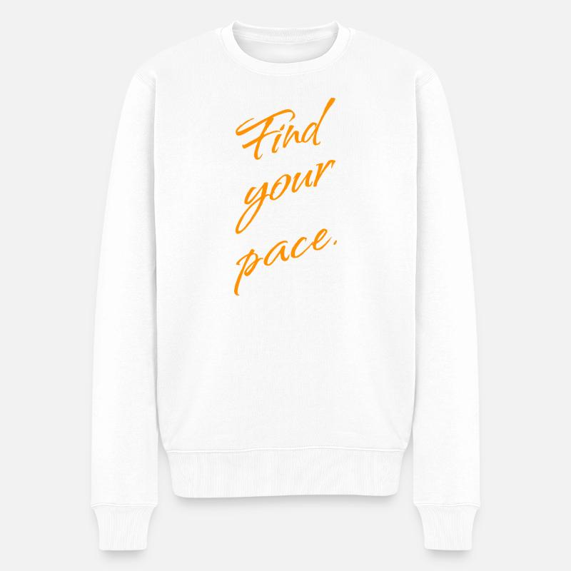 Find Your Pace – Mindset & Balance - Männer Premium Bio Pullover - Weiß