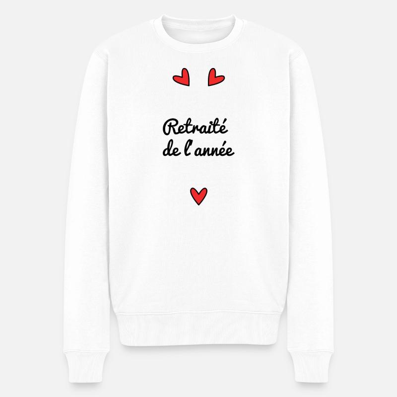 RETRAITE. RETRAITEE. BONNE RETRAITE. ANNIVERSAIRE. - Pull Premium bio Homme - blanc