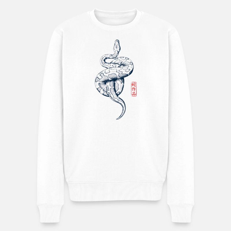 Python avec tampon kanji - Pull Premium bio Homme - blanc