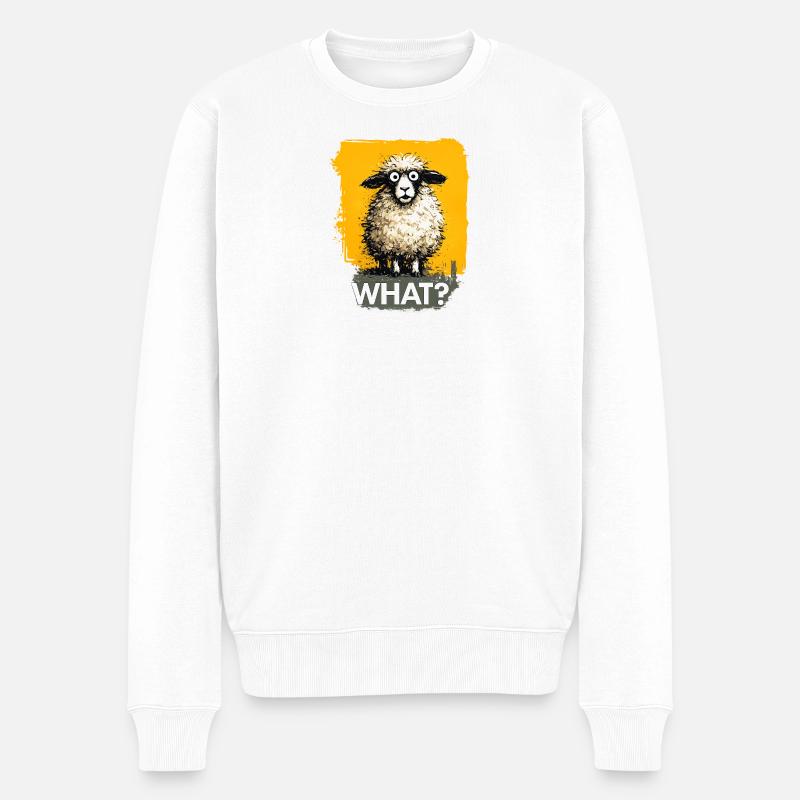 Quoi ? Moutons avec point d’interrogation - Pull Premium bio Homme - blanc