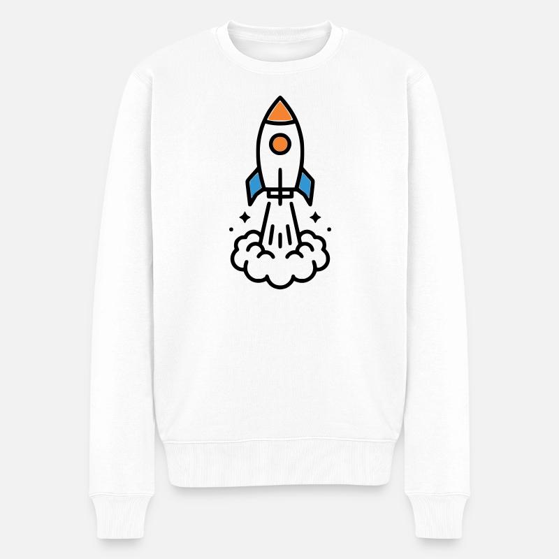 Comic spatial Rocket Launch - Pull Premium bio Homme - blanc