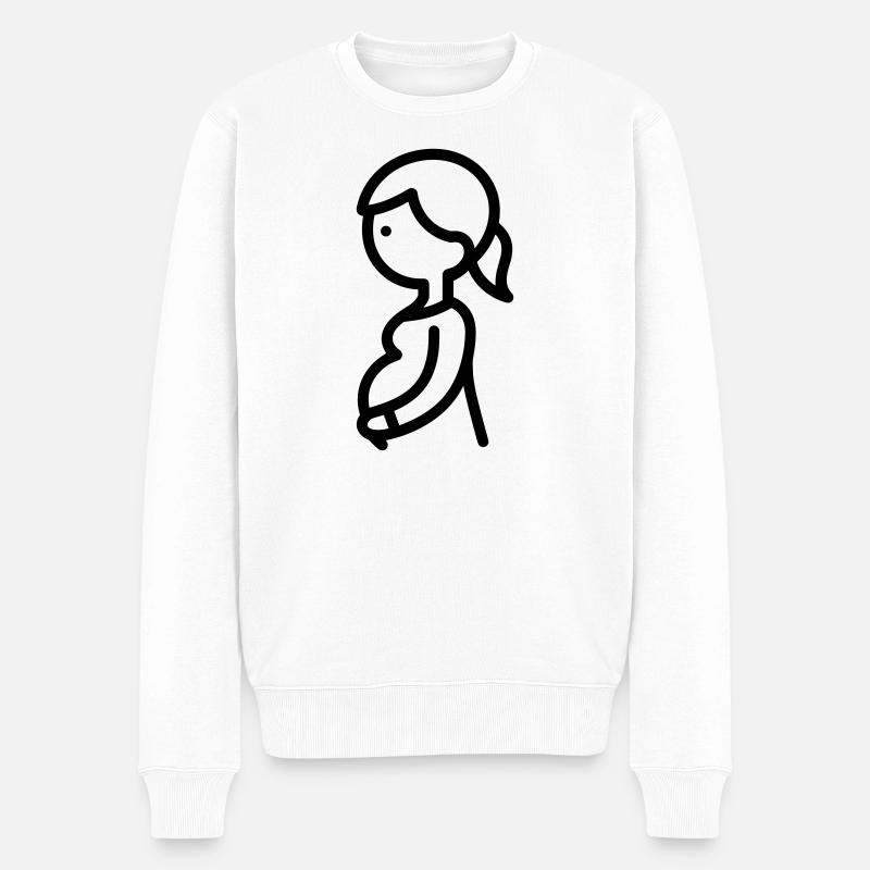 Schwangere - Männer Premium Bio Pullover - Weiß