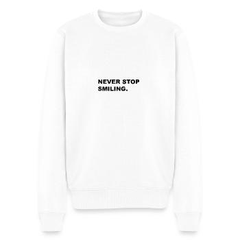 Never stop smiling 2 - Männer Premium Bio Pullover - Weiß - Vorne - Thijin (182cm)