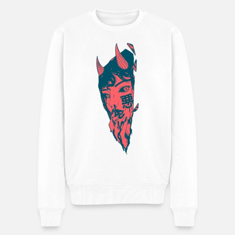 Manga-Dämon - Männer Premium Bio Pullover - Weiß