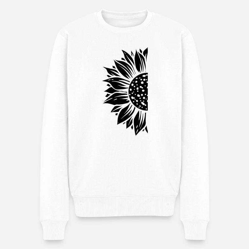 Halb Sonnenblume schwarz - Männer Premium Bio Pullover - Weiß
