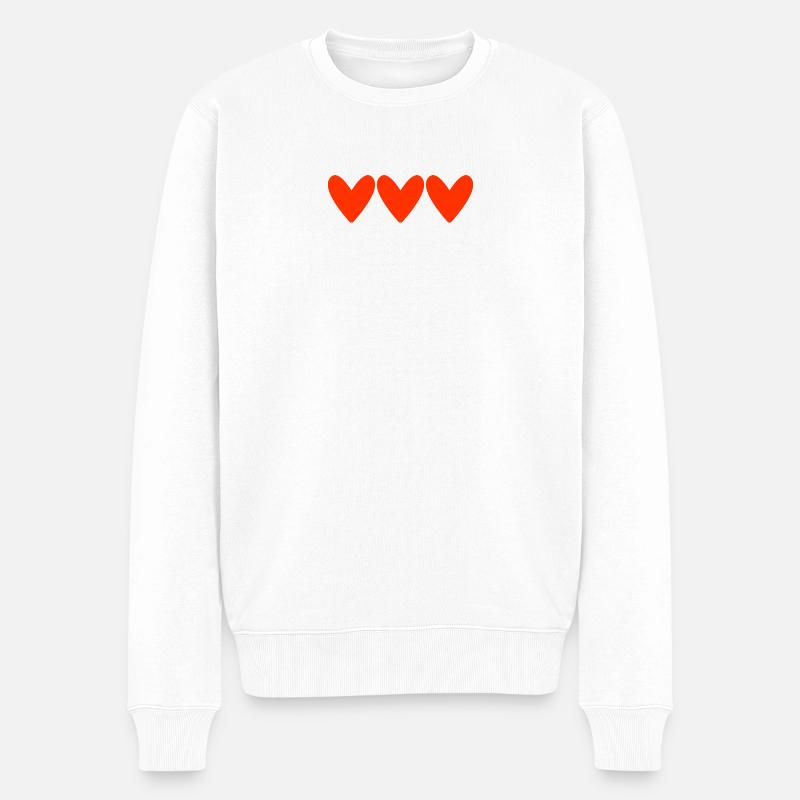 Gestapelte Herzen im roten Illustrationsstil - Männer Premium Bio Pullover - Weiß