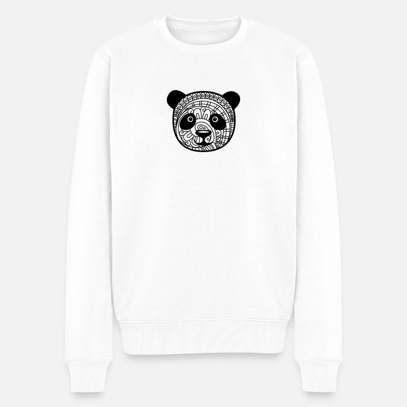panda mandala - Männer Premium Bio Pullover - Weiß