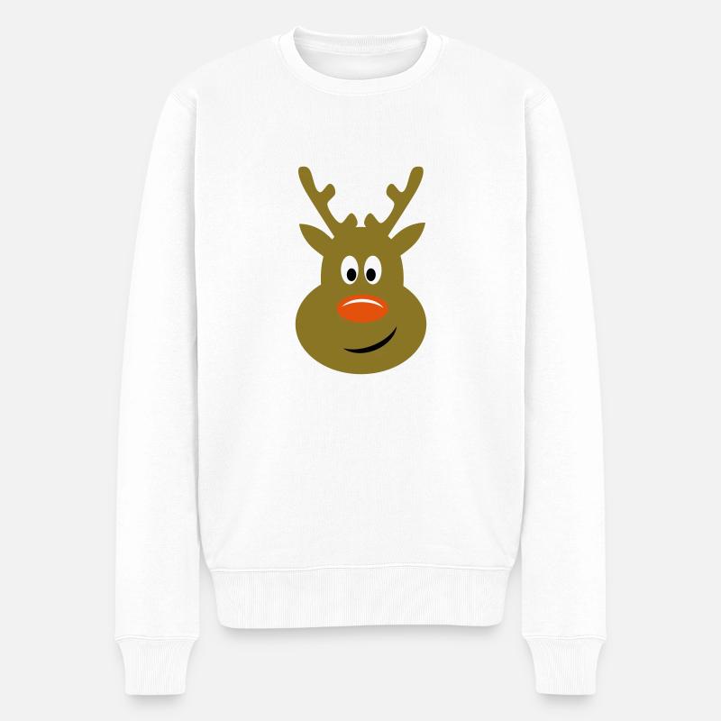 Rentier - Männer Premium Bio Pullover - Weiß