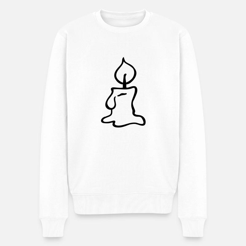 dicke Kerze - line - Männer Premium Bio Pullover - Weiß