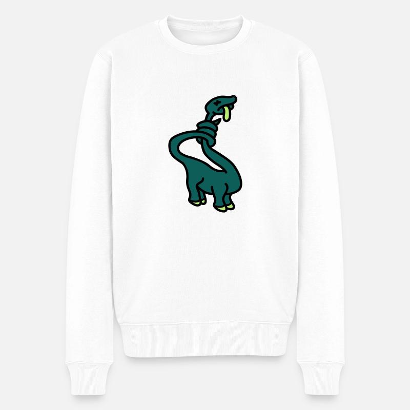 stranglesaurus_dino_3c - Männer Premium Bio Pullover - Weiß