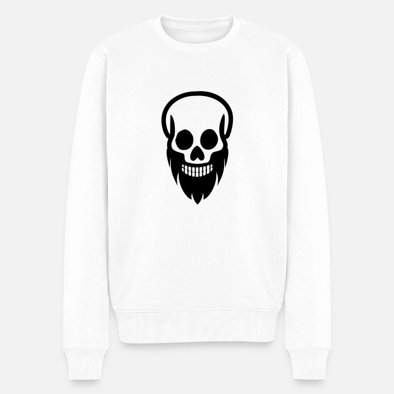 Schädel Bart - Männer Premium Bio Pullover - Weiß