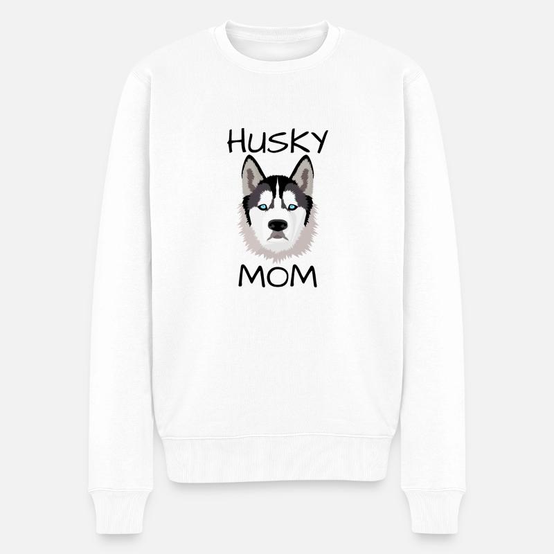Husky Mom - Männer Premium Bio Pullover - Weiß