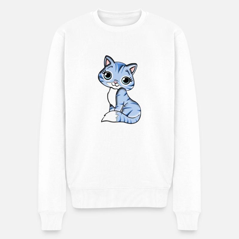 Kätzchen - süße Illustration - Männer Premium Bio Pullover - Weiß