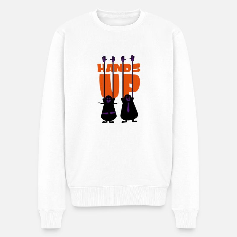 Hands-Up - Männer Premium Bio Pullover - Weiß