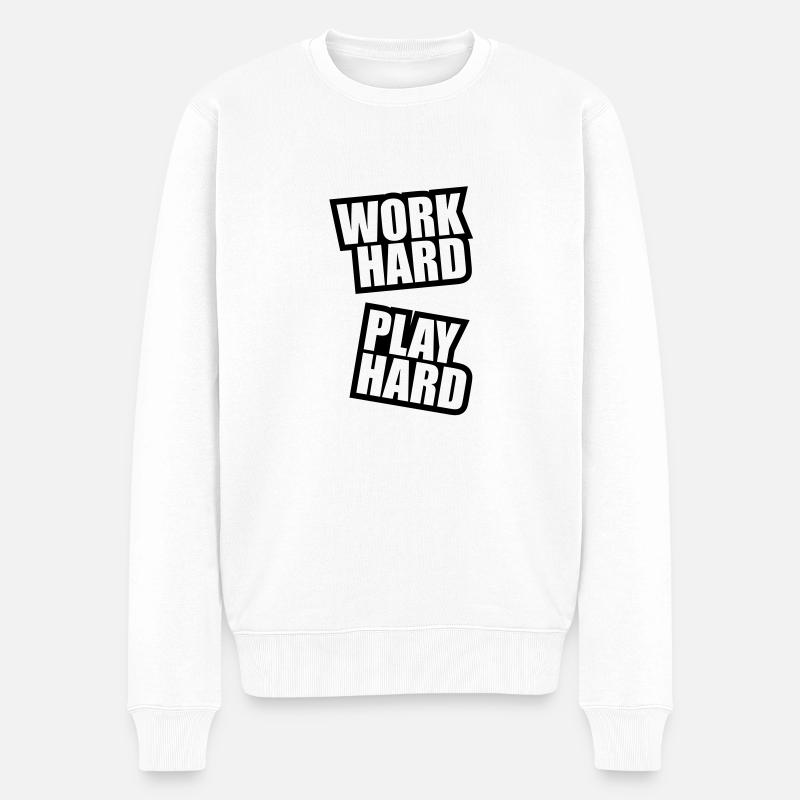 work_hard_play_hard_rp1 - Pull Premium bio Homme - blanc