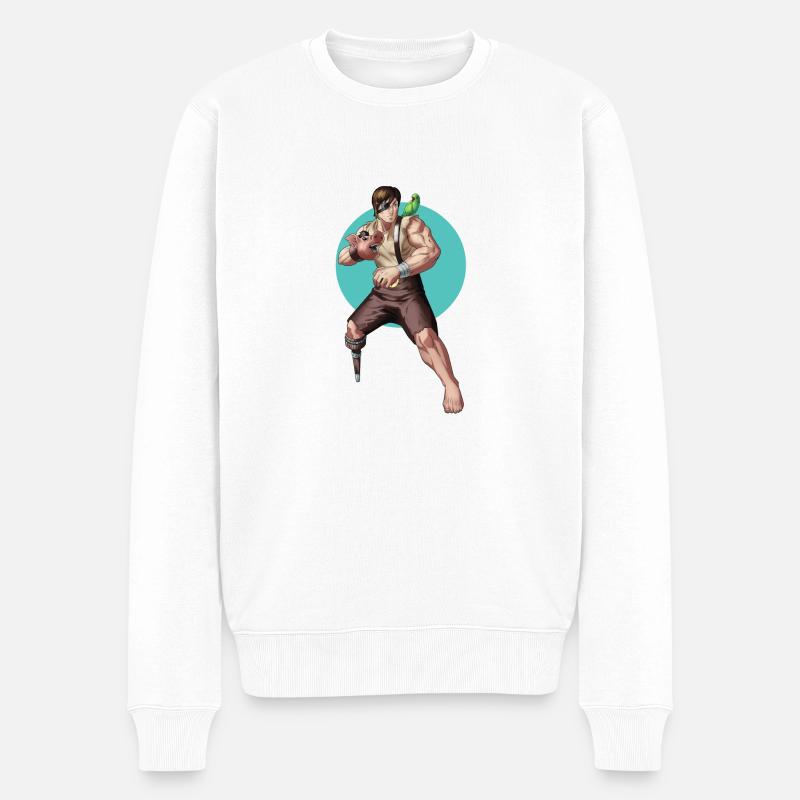 PigPirate - Männer Premium Bio Pullover - Weiß