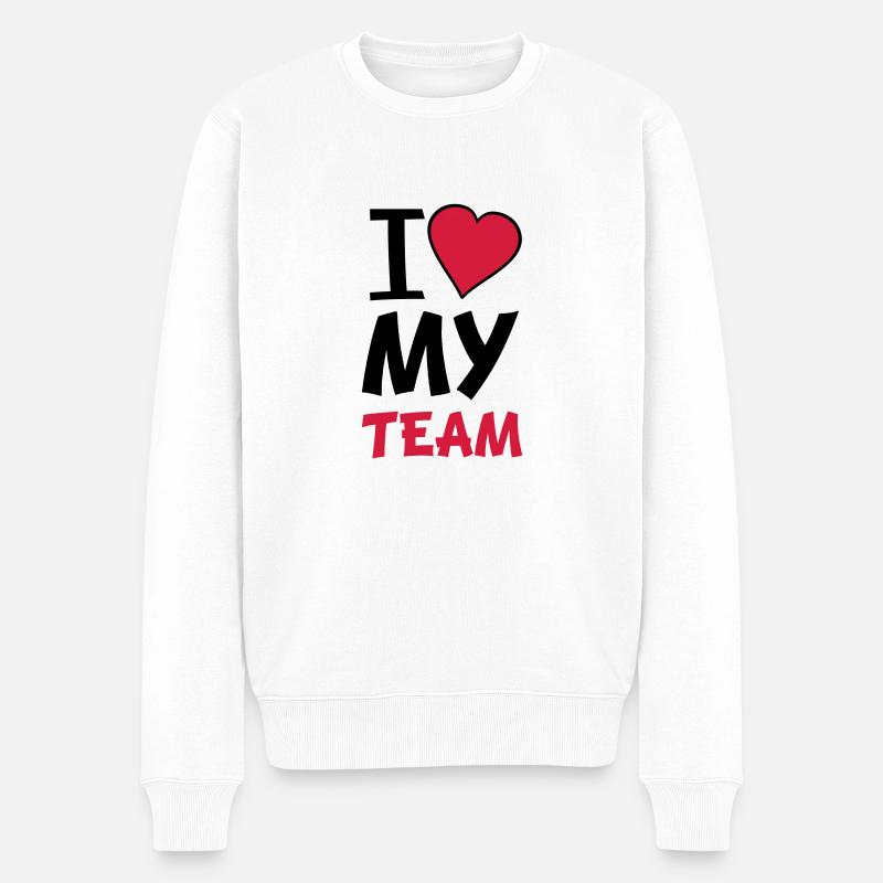 i_love_my_team02 - Pull Premium bio Homme - blanc