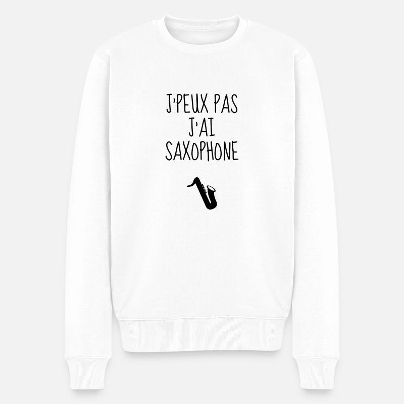 Saxophon Saxophonist Musik Musiker Musikerin - Männer Premium Bio Pullover - Weiß