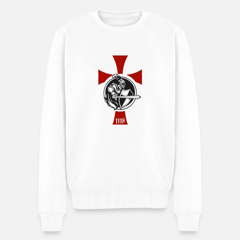 Ritter Kreuzritter Templer - Männer Premium Bio Pullover - Weiß
