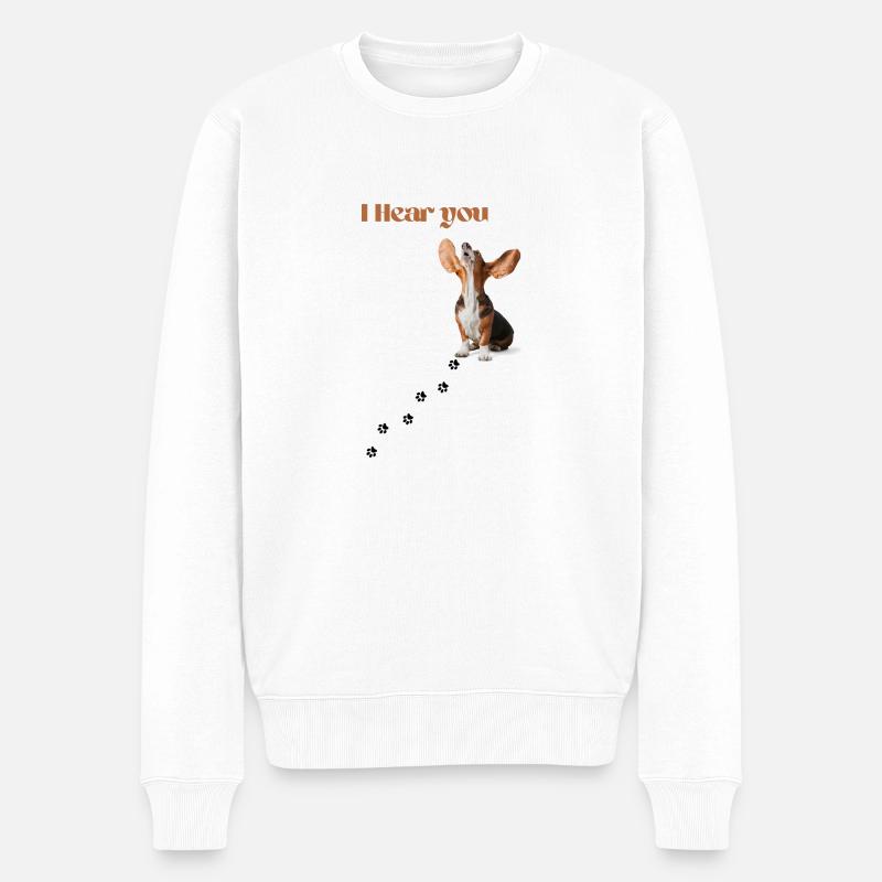 I Hear you - Männer Premium Bio Pullover - Weiß