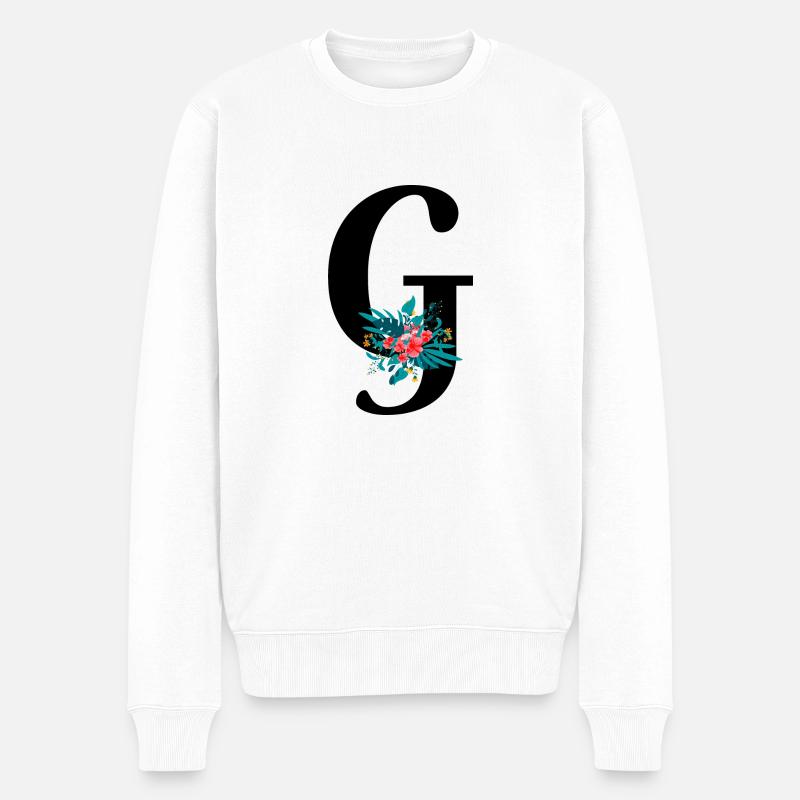 lettre G fleuris - Pull Premium bio Homme - blanc