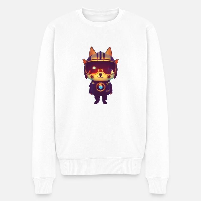 Weltraumhund - Männer Premium Bio Pullover - Weiß
